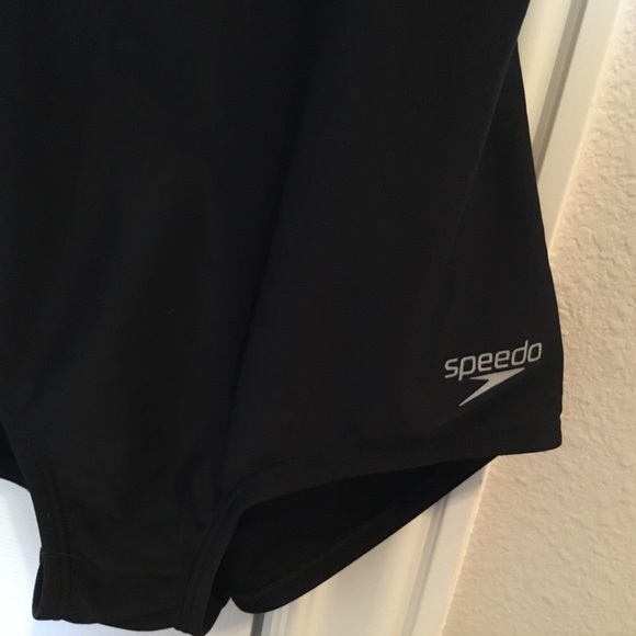 Speedo Ultraback one piece black with white piping swimsuit - Picture 9 of 12